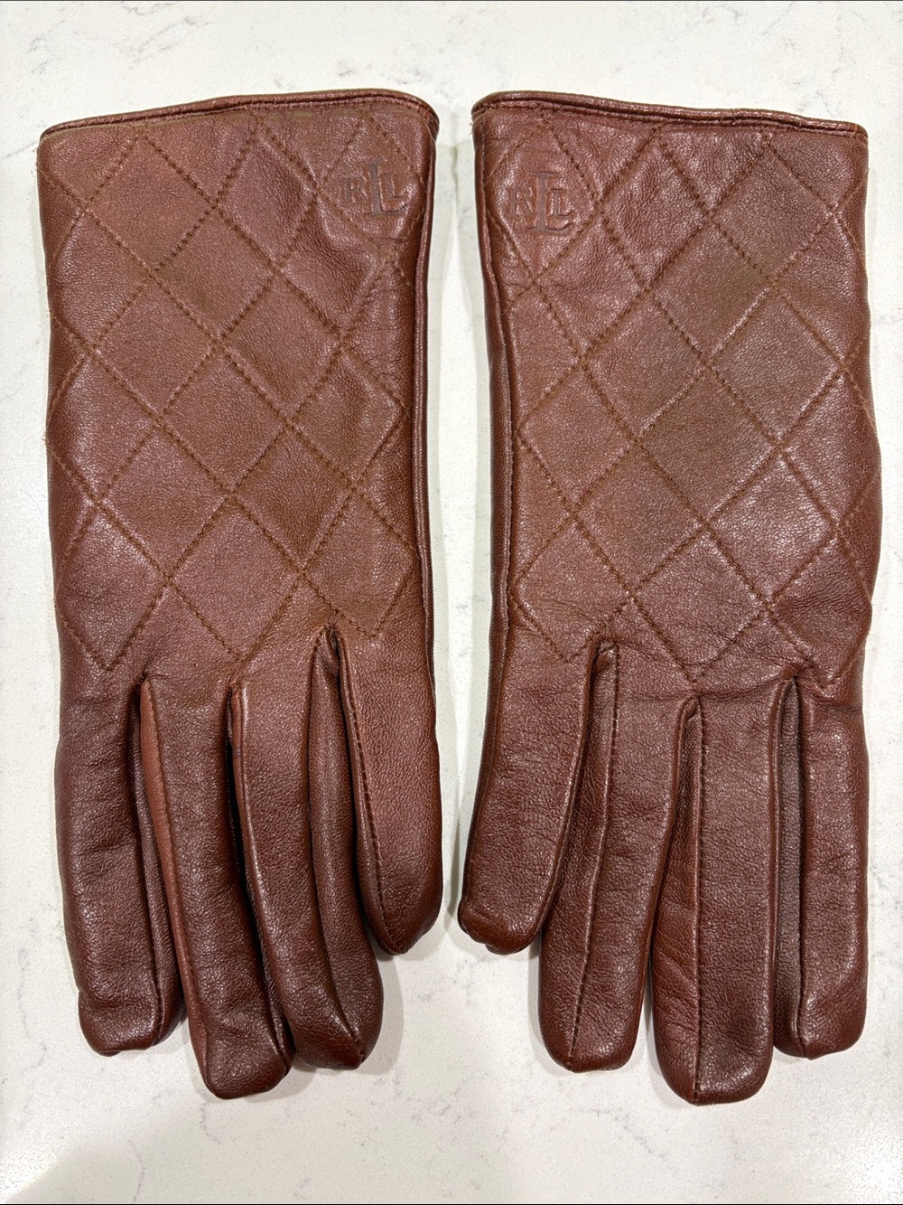 Lauren Ralph Lauren Quilted Leather Women's Gloves - Brown